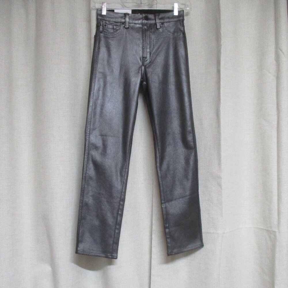 * SALE! * NEW * 7 FOR ALL MANKIND metallic gray silver jeans straight leg pants